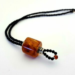 Sautoir ambre "tambour"